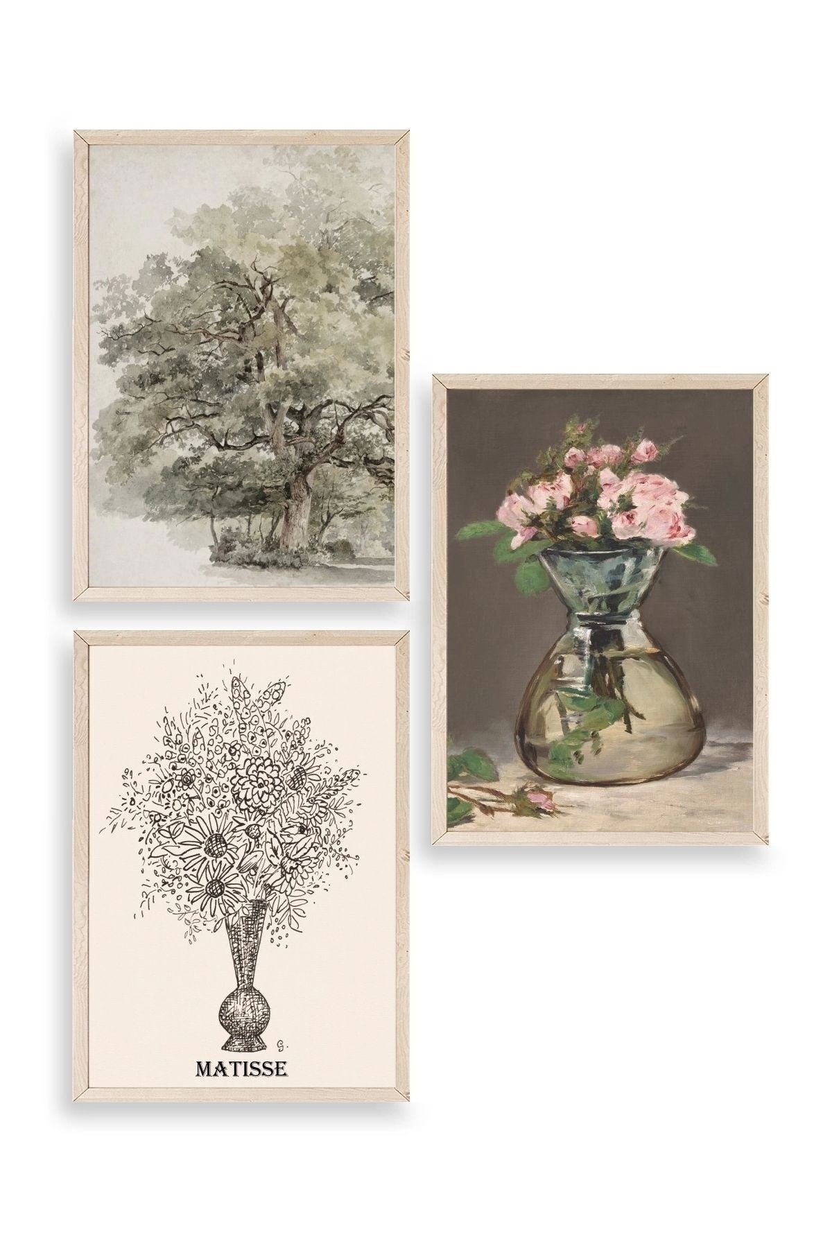 Matisse Üçlü Ahşap Çerçeveli Tablo 50 x 70