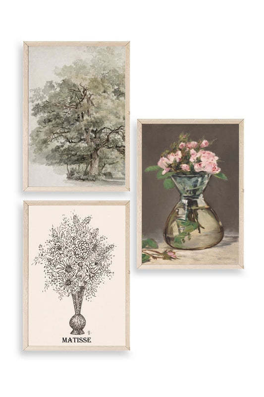 Matisse Üçlü Ahşap Çerçeveli Tablo 50 x 70