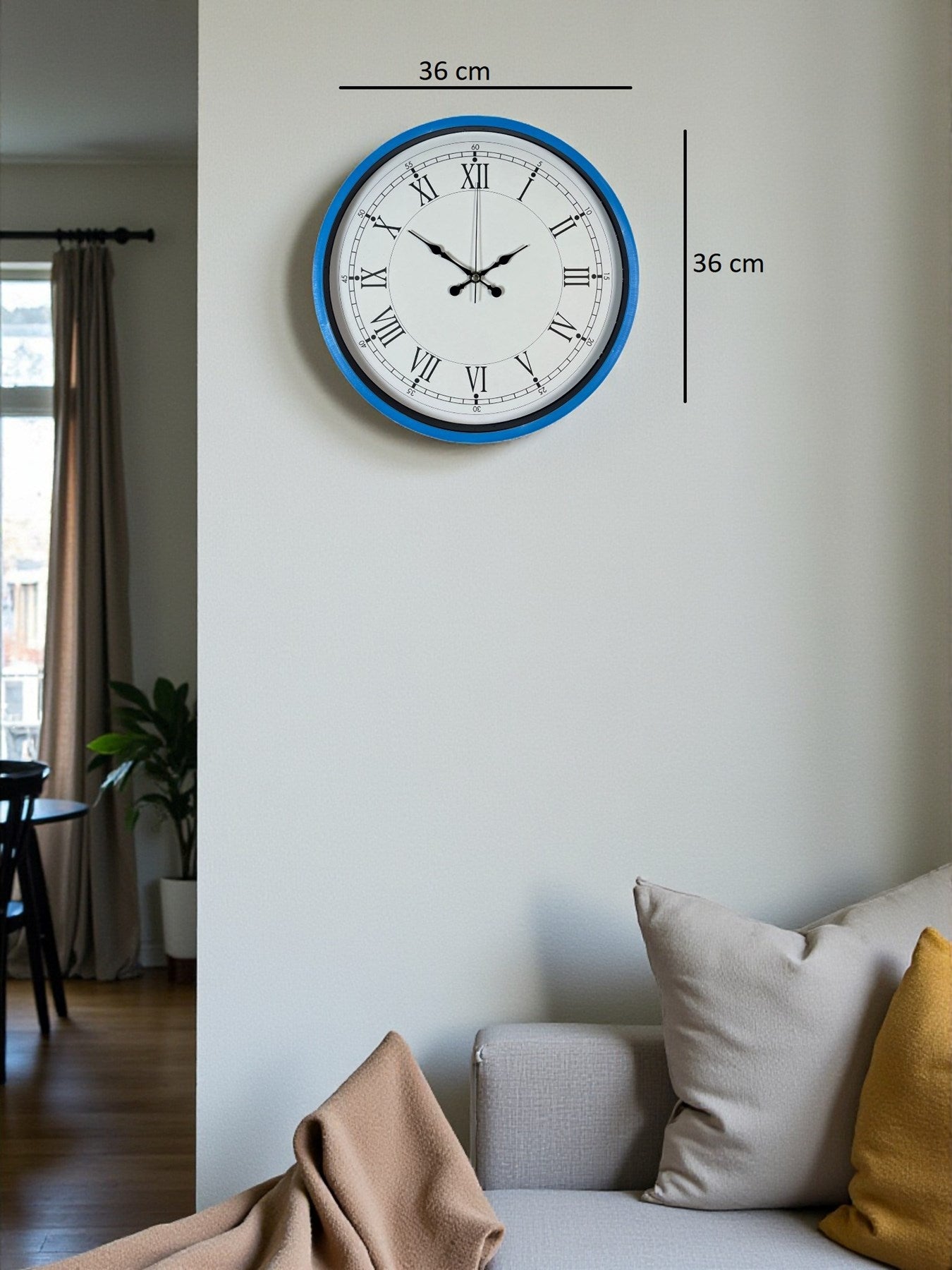 Zentime 36 Cm Mavi Dekoratif Duvar Saati