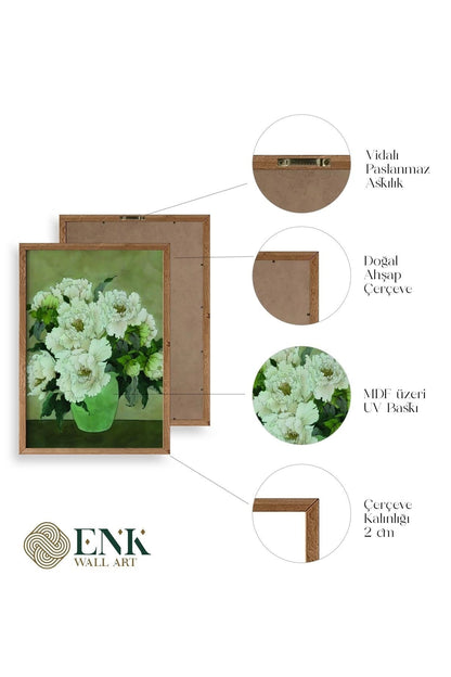 Çiçekler Ahşap Çerçeveli Tablo 50 x 70