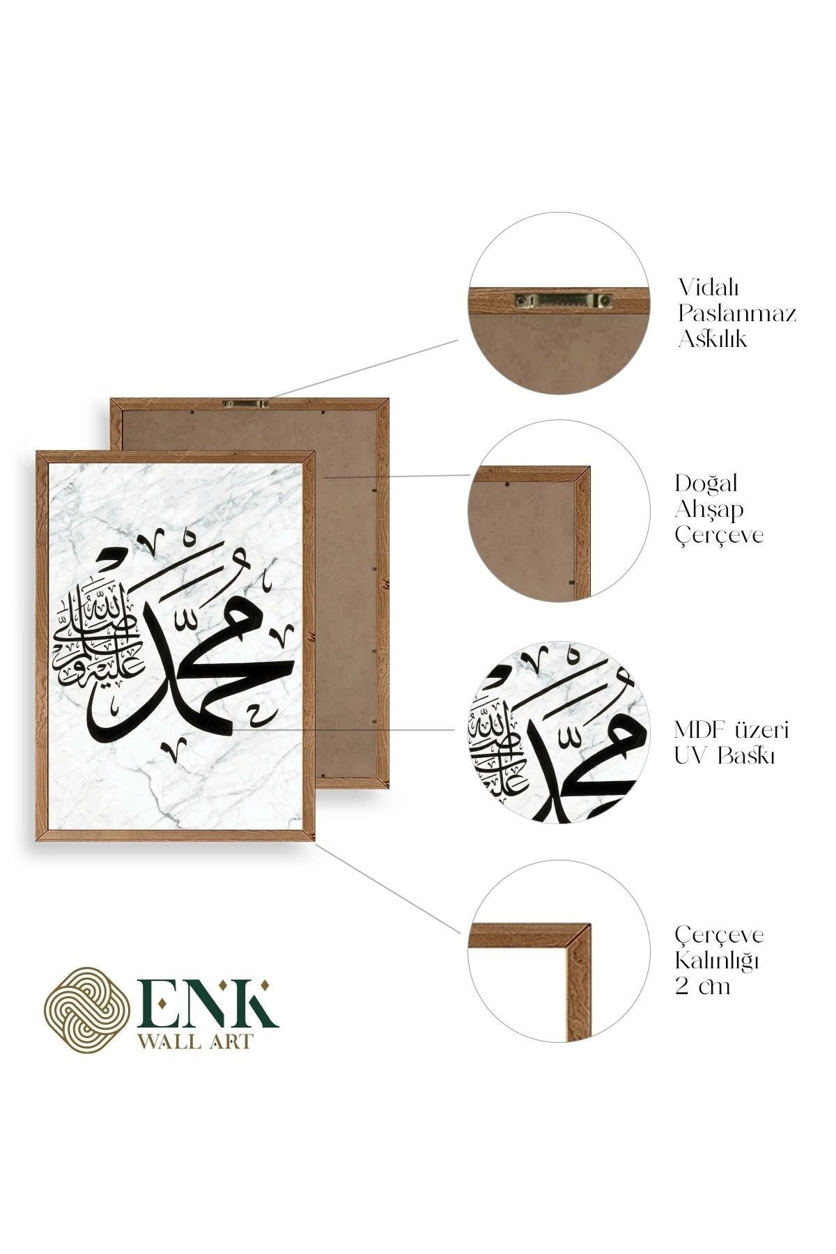 Hat Yazısı Ahşap Çerçeveli Tablo 50 x 70