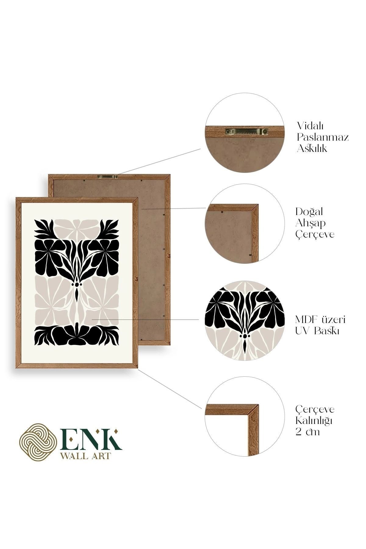 Çiçek Ahşap Çerçeveli Tablo 17 x 23