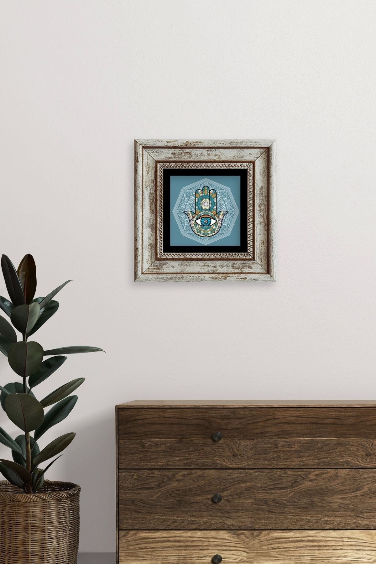 Fatma Ana Eli Çerçeveli Taş Tablo 20 cm