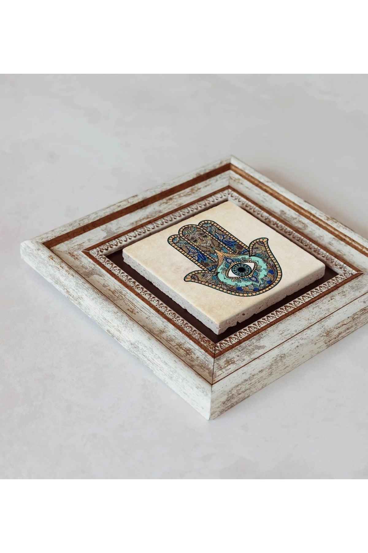 Fatma Ana Eli Çerçeveli Taş Tablo , Çerçeveli Taş Duvar Dekoru 20 cm