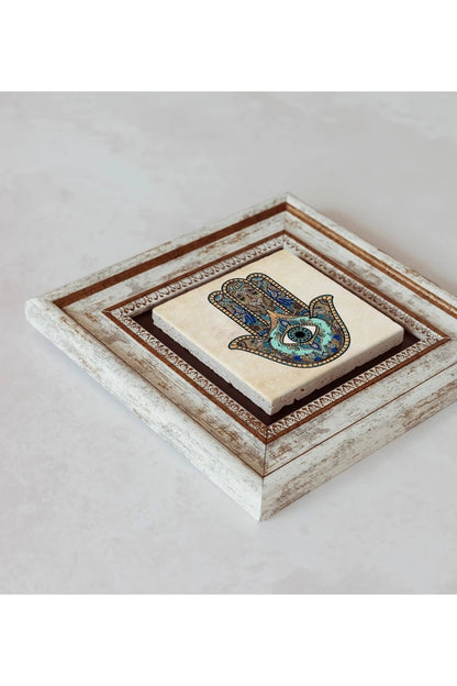 Fatma Ana Eli Çerçeveli Taş Tablo , Çerçeveli Taş Duvar Dekoru 20 cm