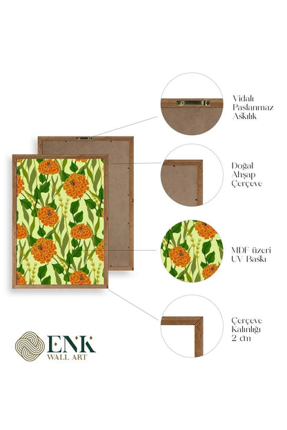 Çiçekler Ahşap Çerçeveli Tablo 30 x 42