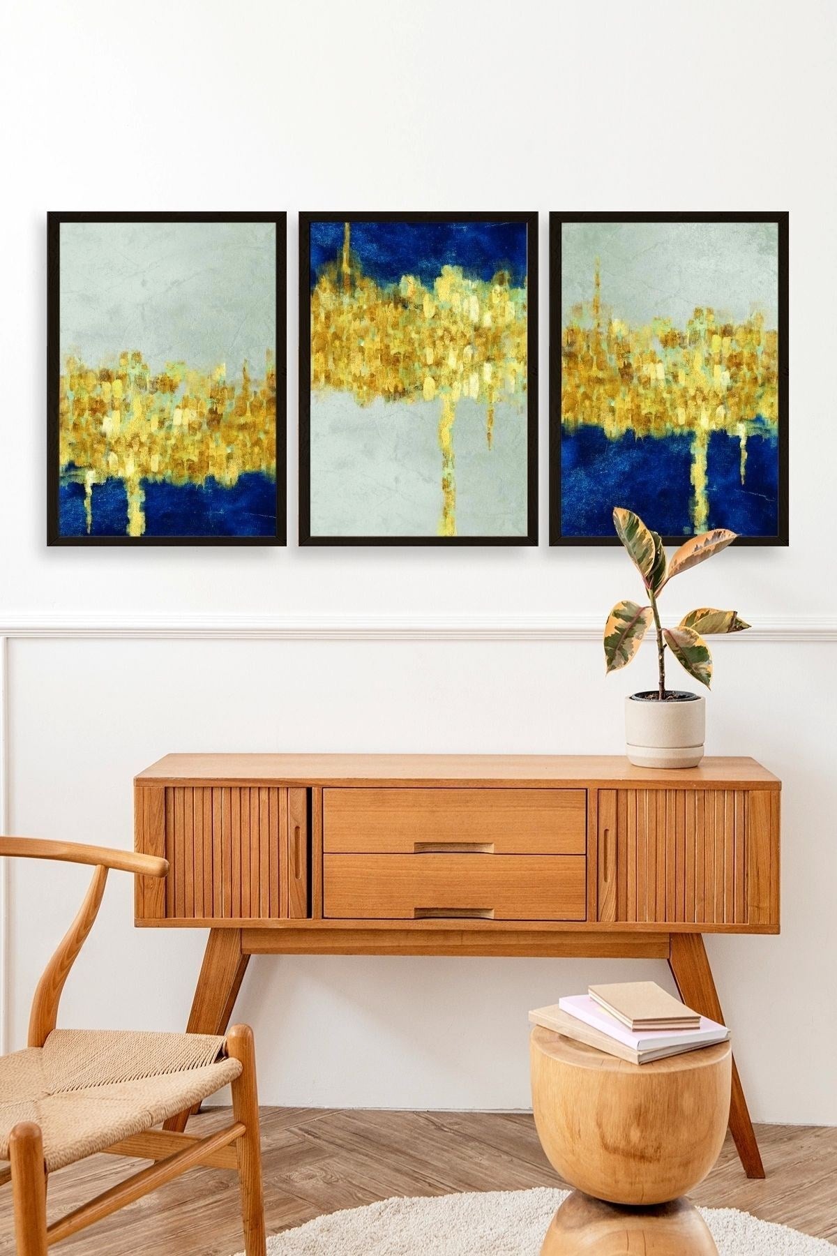 Ünlü Tablolar Üçlü Ahşap Çerçeveli Tablo 30 x 40