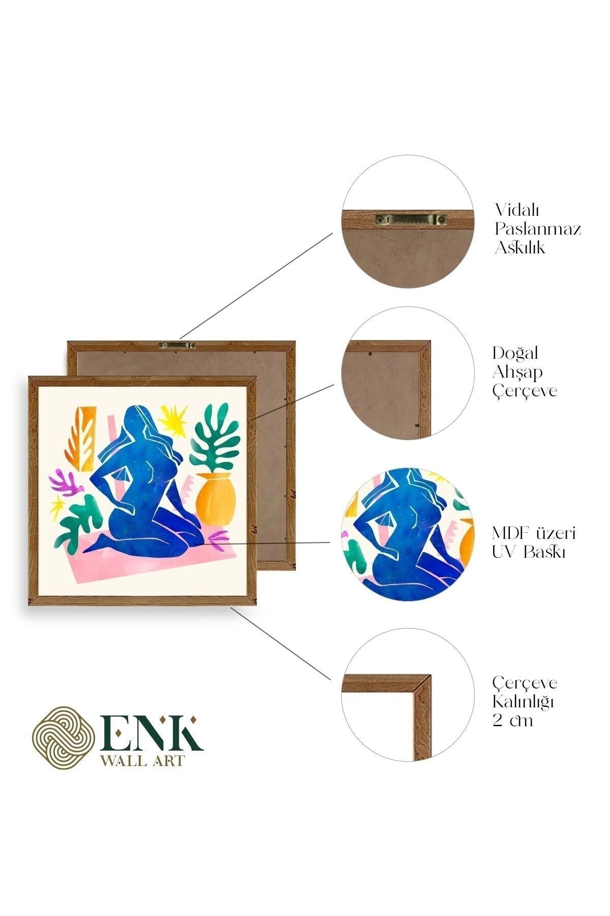 Kadın Ahşap Çerçeveli Tablo 23 x 23