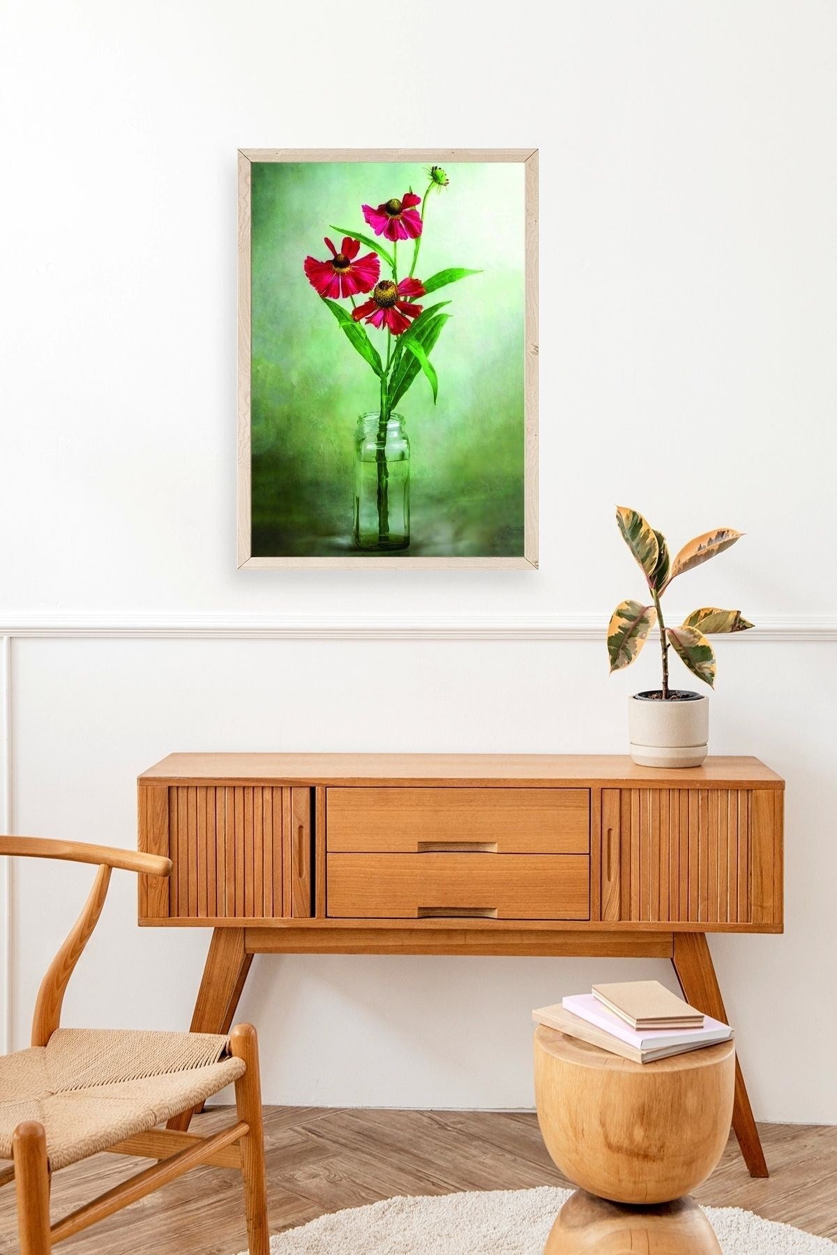 Çiçekler Ahşap Çerçeveli Tablo 50 x 70