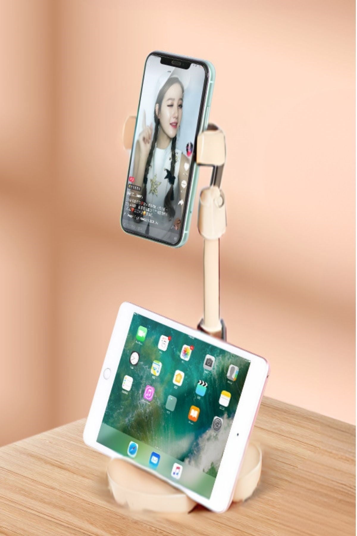 BUFFER® Masa Üstü Tablet ve Telefon Tutucu Plastik Aparat Beyaz Telefon Standı