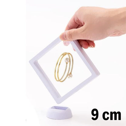 BUFFER® 9x9 cm Standlı 3D Takı Ziynet Hatıra Koleksiyon Saklama Kutusu Şeffaf Film Çerçevesi