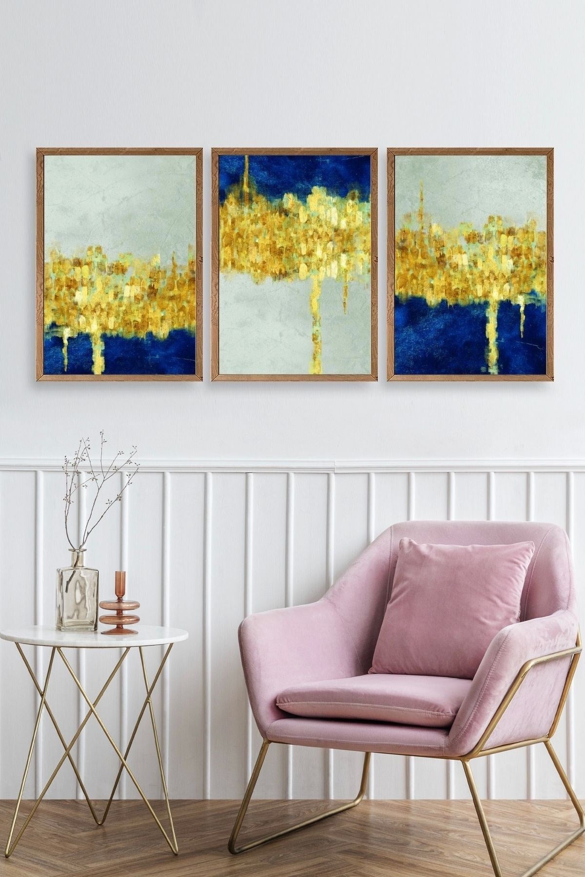 Ünlü Tablolar Üçlü Ahşap Çerçeveli Tablo 40 x 60