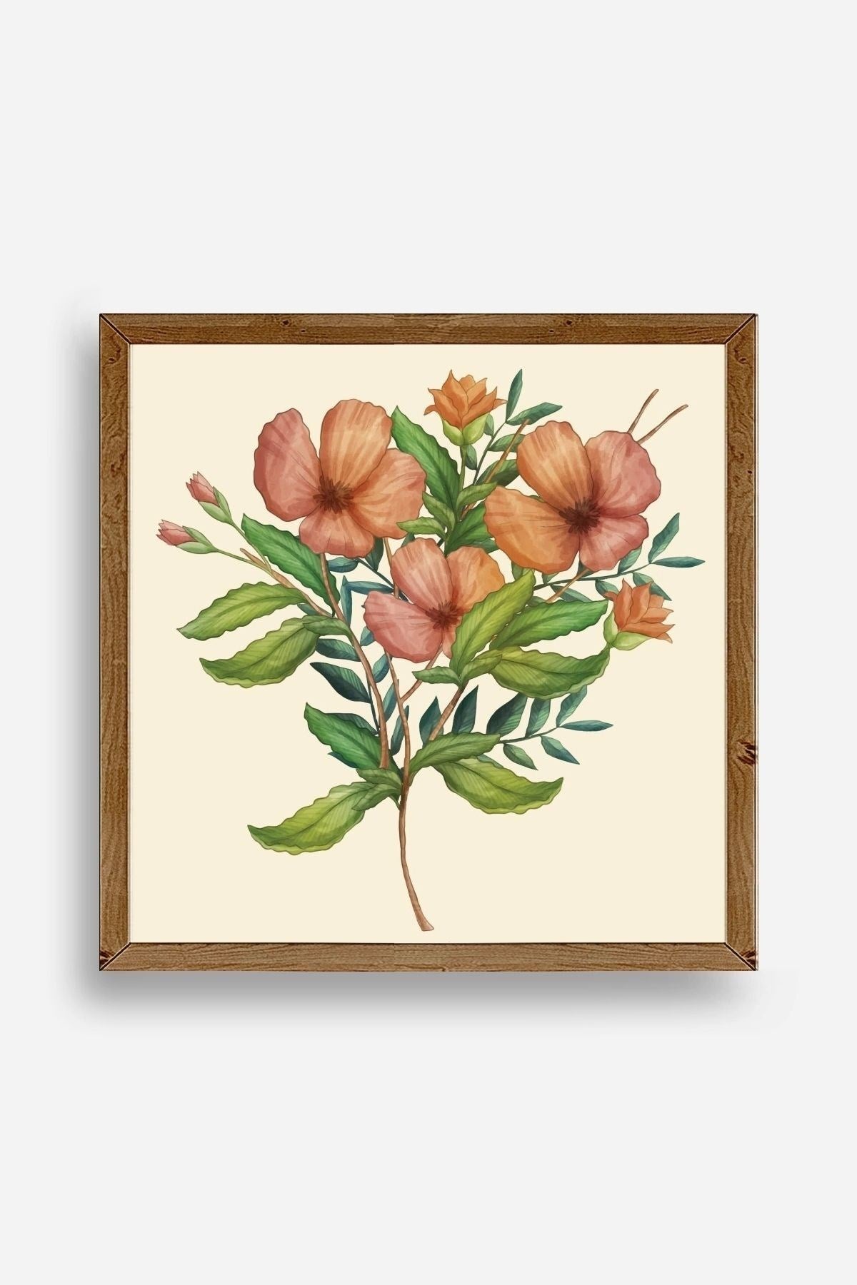 Çiçek Ahşap Çerçeveli Tablo 23 x 23