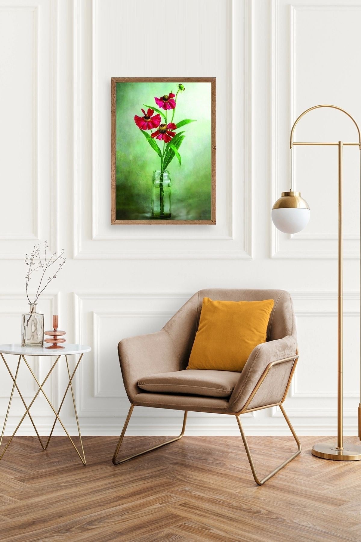 Çiçekler Ahşap Çerçeveli Tablo 23 x 30