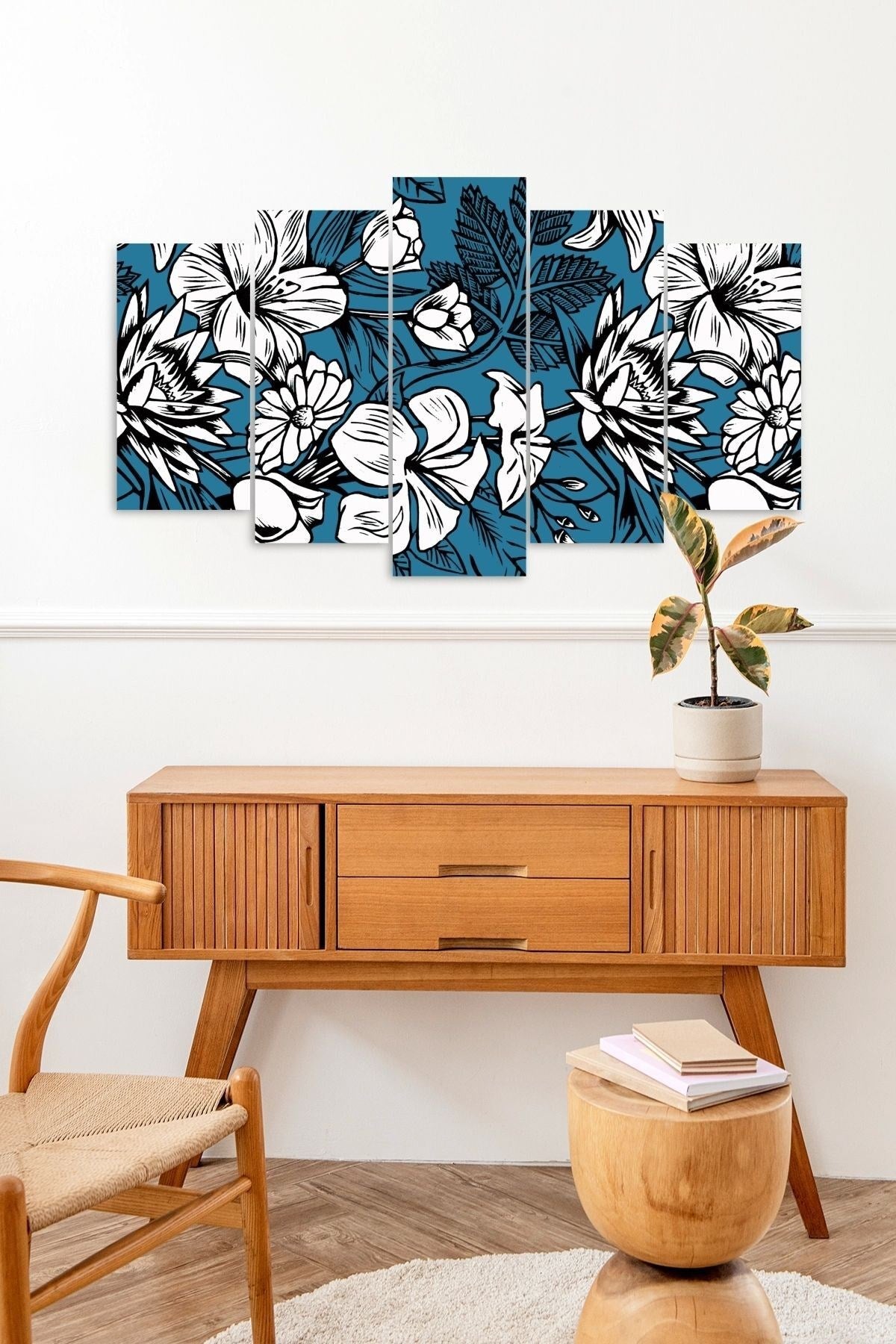 Çiçekler 5 Parçalı Mdf Tablo 60 x 100