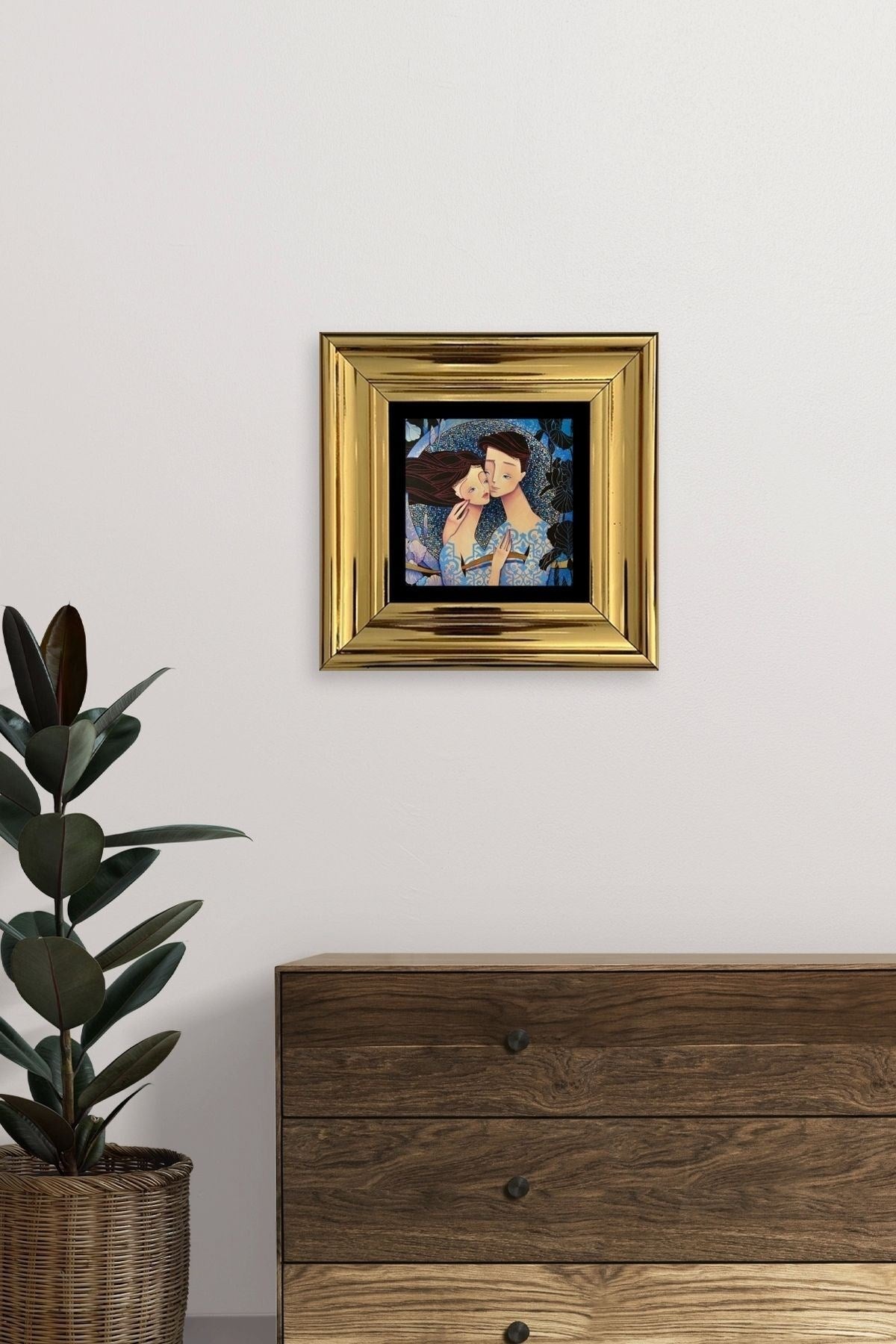 Sevgililer Çerçeveli Taş Tablo 20 cm