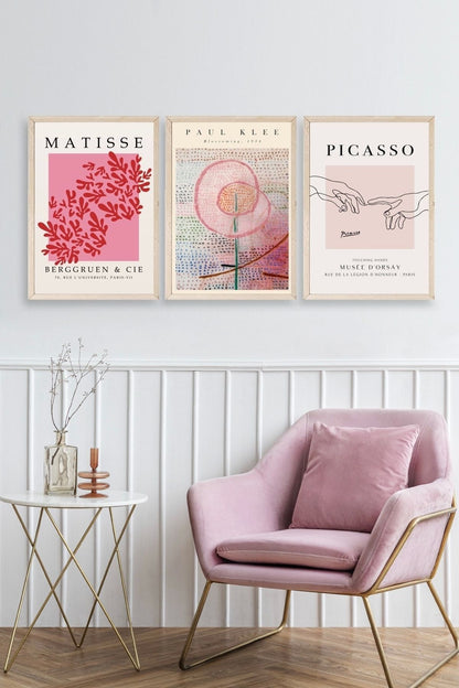 Ünlü Tablolar Üçlü Ahşap Çerçeveli Tablo 23 x 30