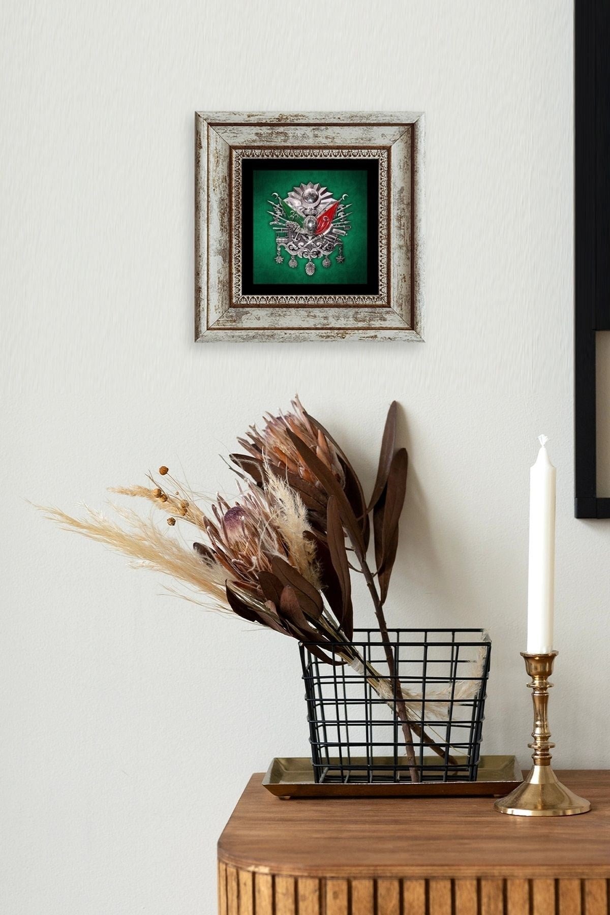 Osmanlı Tuğrası Çerçeveli Taş Tablo 20 cm