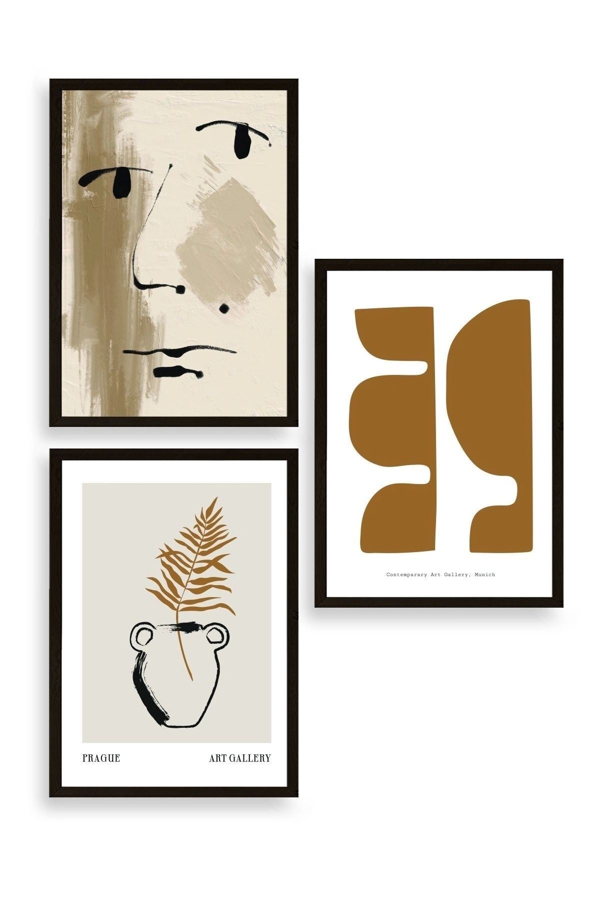 Modern Üçlü Ahşap Çerçeveli Tablo 40 x 60