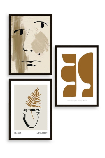 Modern Üçlü Ahşap Çerçeveli Tablo 40 x 60