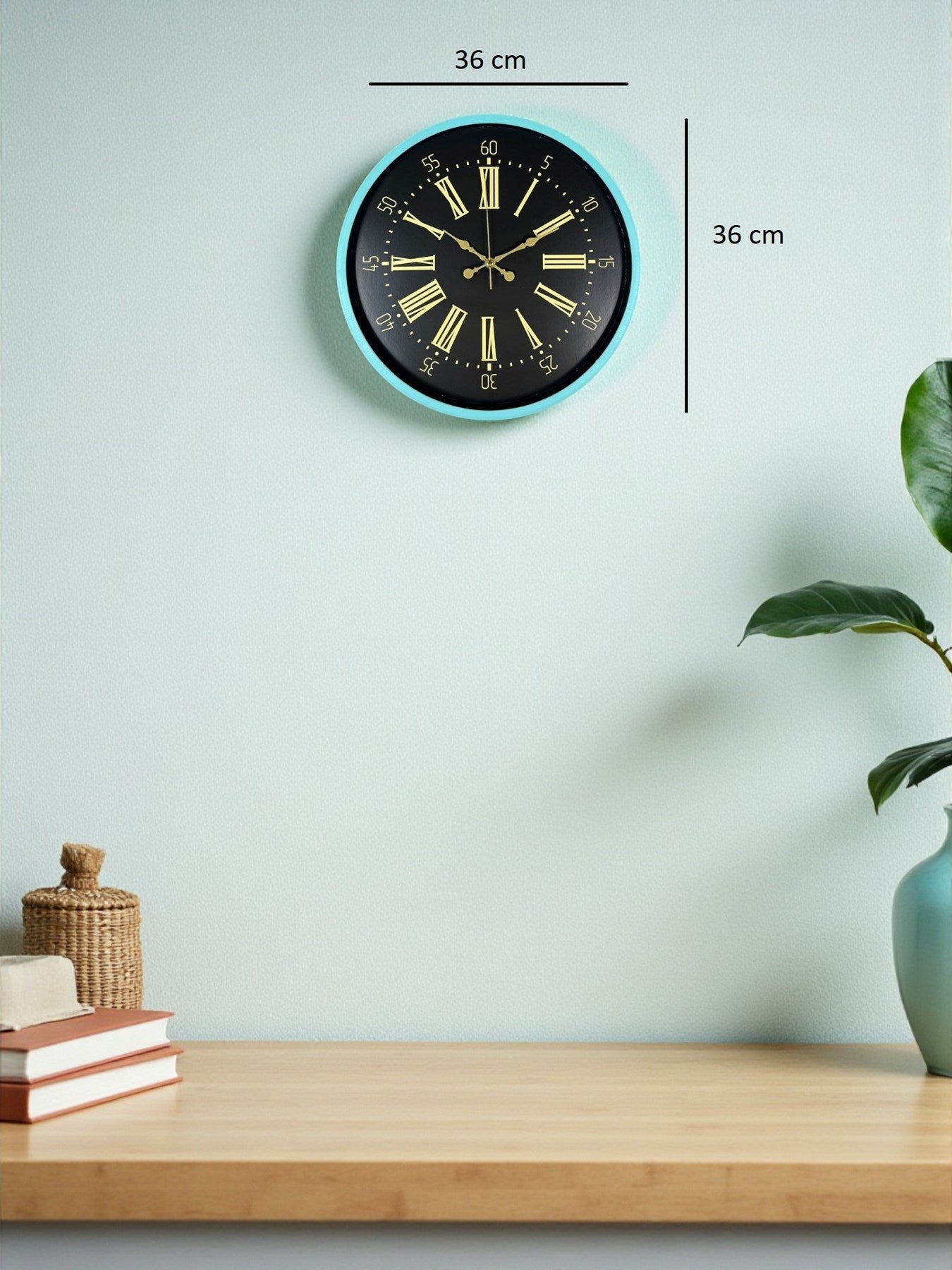 Zentime 36 Cm Turkuaz Dekoratif Duvar Saati