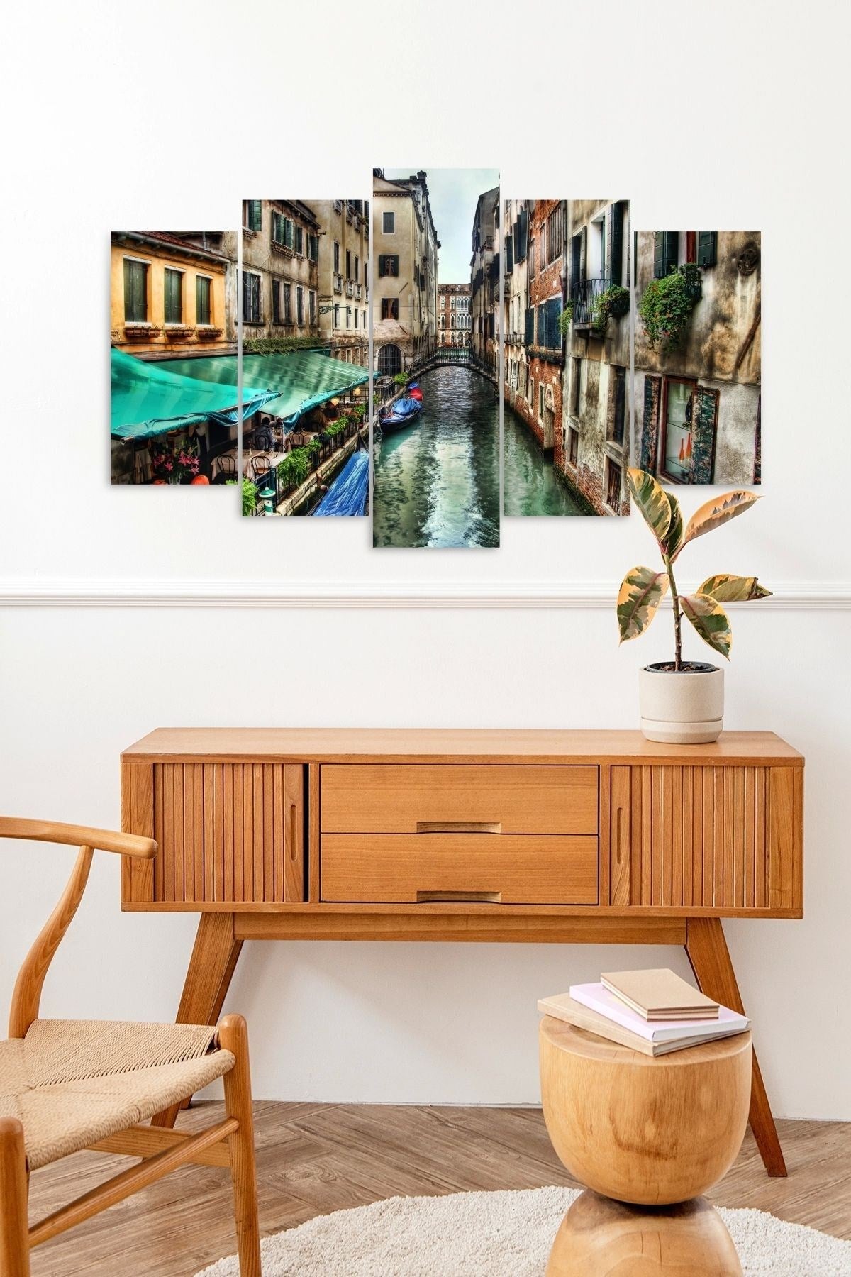 Şehir Manzarası 5 Parçalı Mdf Tablo 60 x 100