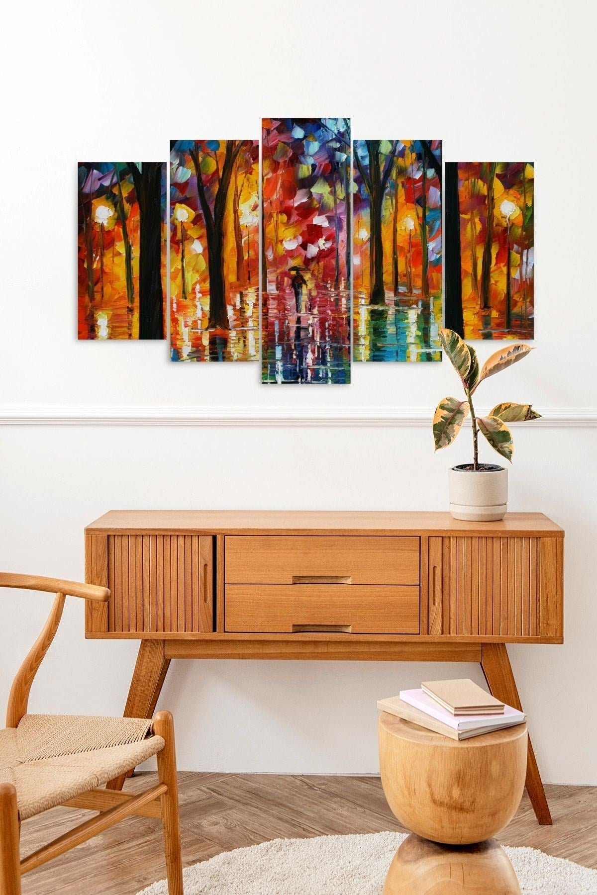 Sonbahar Yağmur 5 Parçalı Mdf Tablo 60 x 100