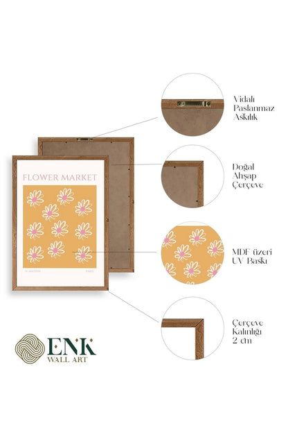 Çiçek Pazarı Ahşap Çerçeveli Tablo 30 x 42