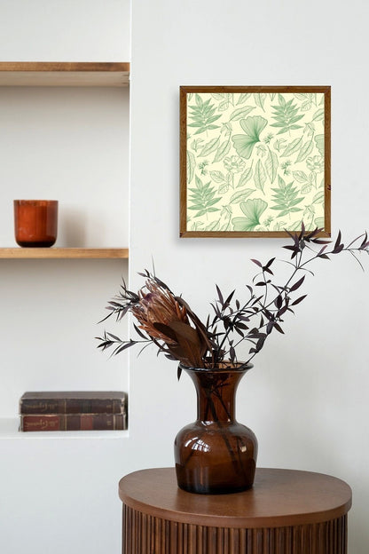 Yaprak Ahşap Çerçeveli Tablo 50 x 50
