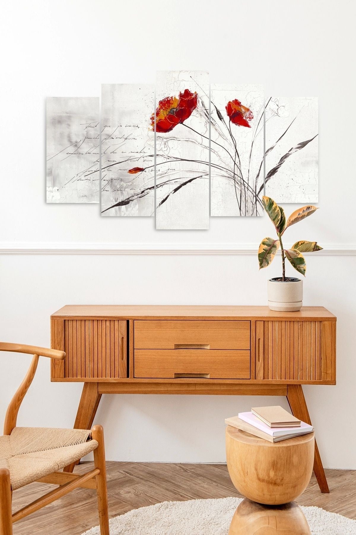 Çiçekler 5 Parçalı Mdf Tablo 60 x 100