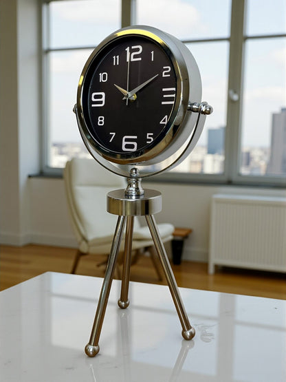 Zentime Krom Şık Üç Ayaklı Masa Saati