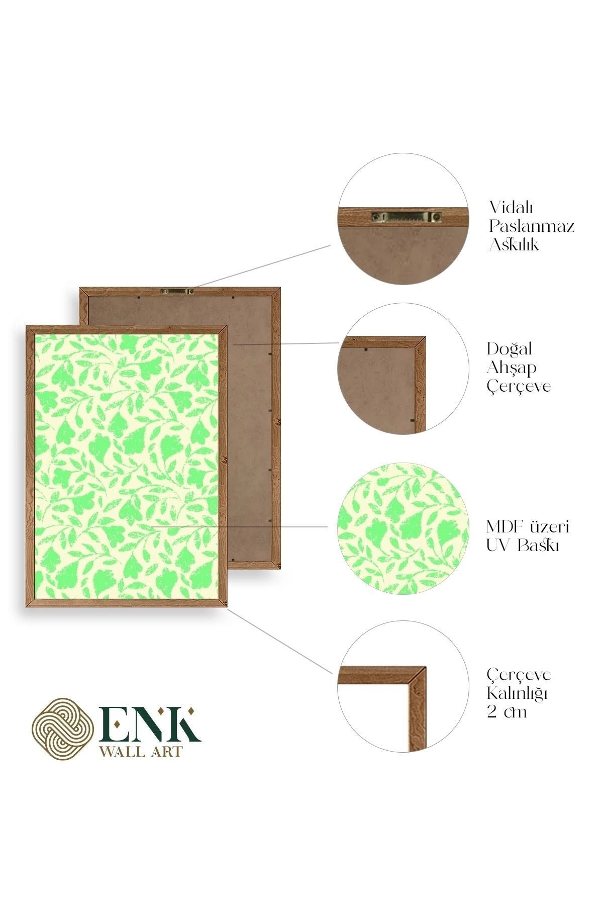 Yapraklar Ahşap Çerçeveli Tablo 30 x 42