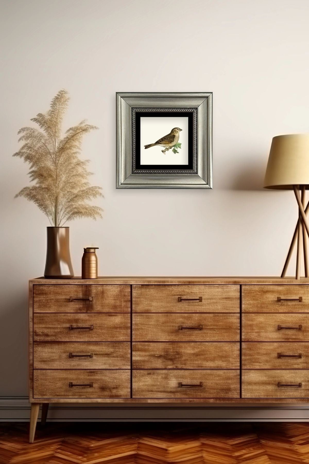 Serçe Çerçeveli Taş Tablo 20 cm