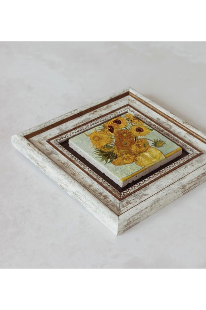 Vincent Van Gogh Çerçeveli Taş Tablo , Çerçeveli Taş Duvar Dekoru 20 cm