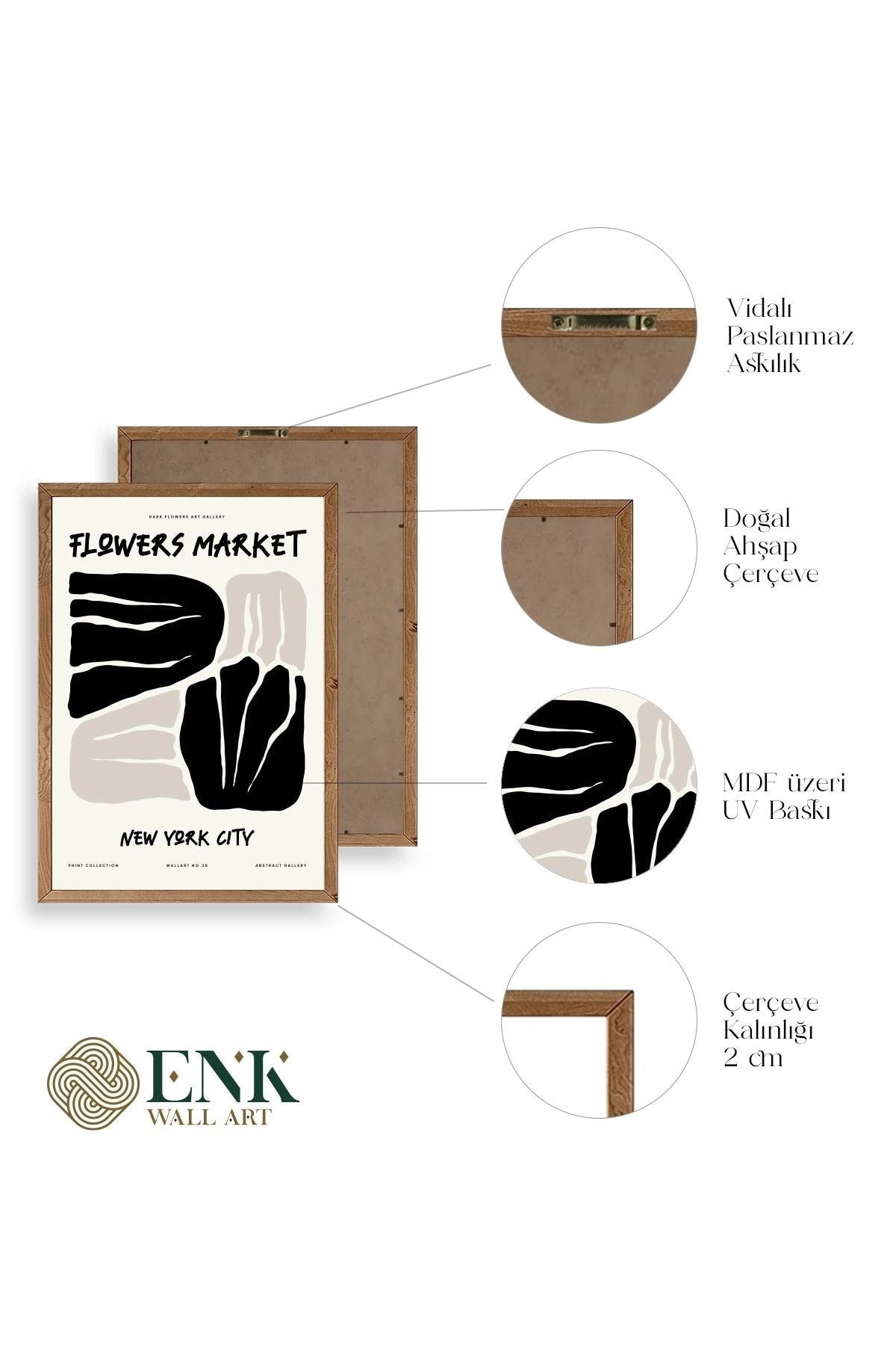 Çiçek Ahşap Çerçeveli Tablo 50 x 70