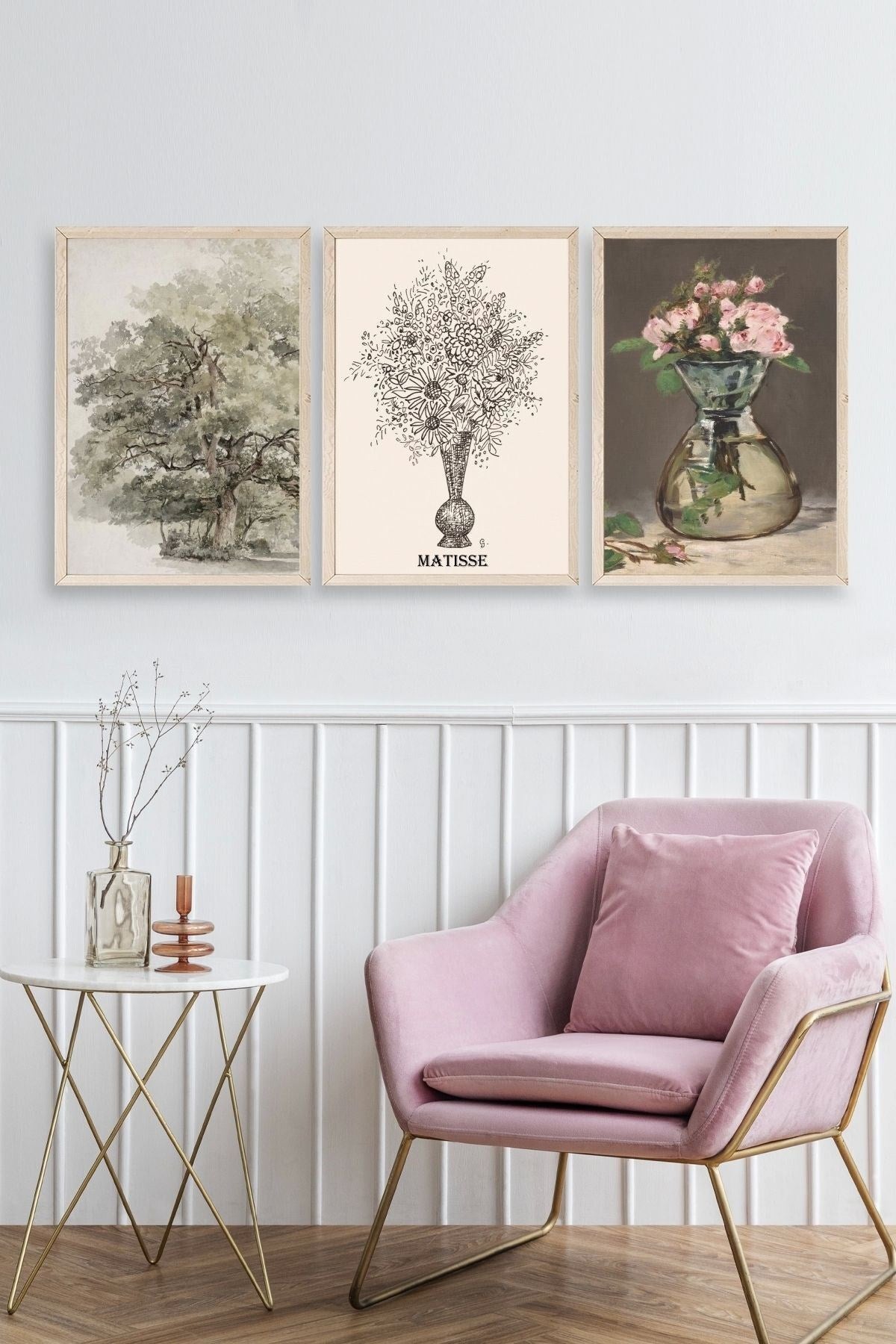 Matisse Üçlü Ahşap Çerçeveli Tablo 50 x 70