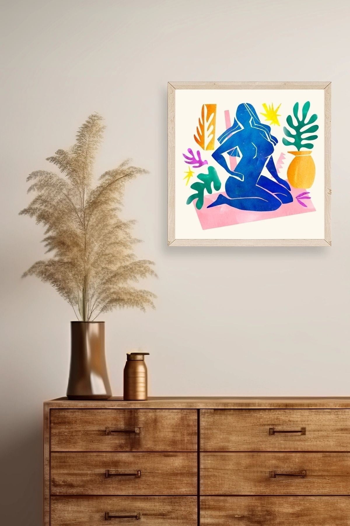 Kadın Ahşap Çerçeveli Tablo 23 x 23