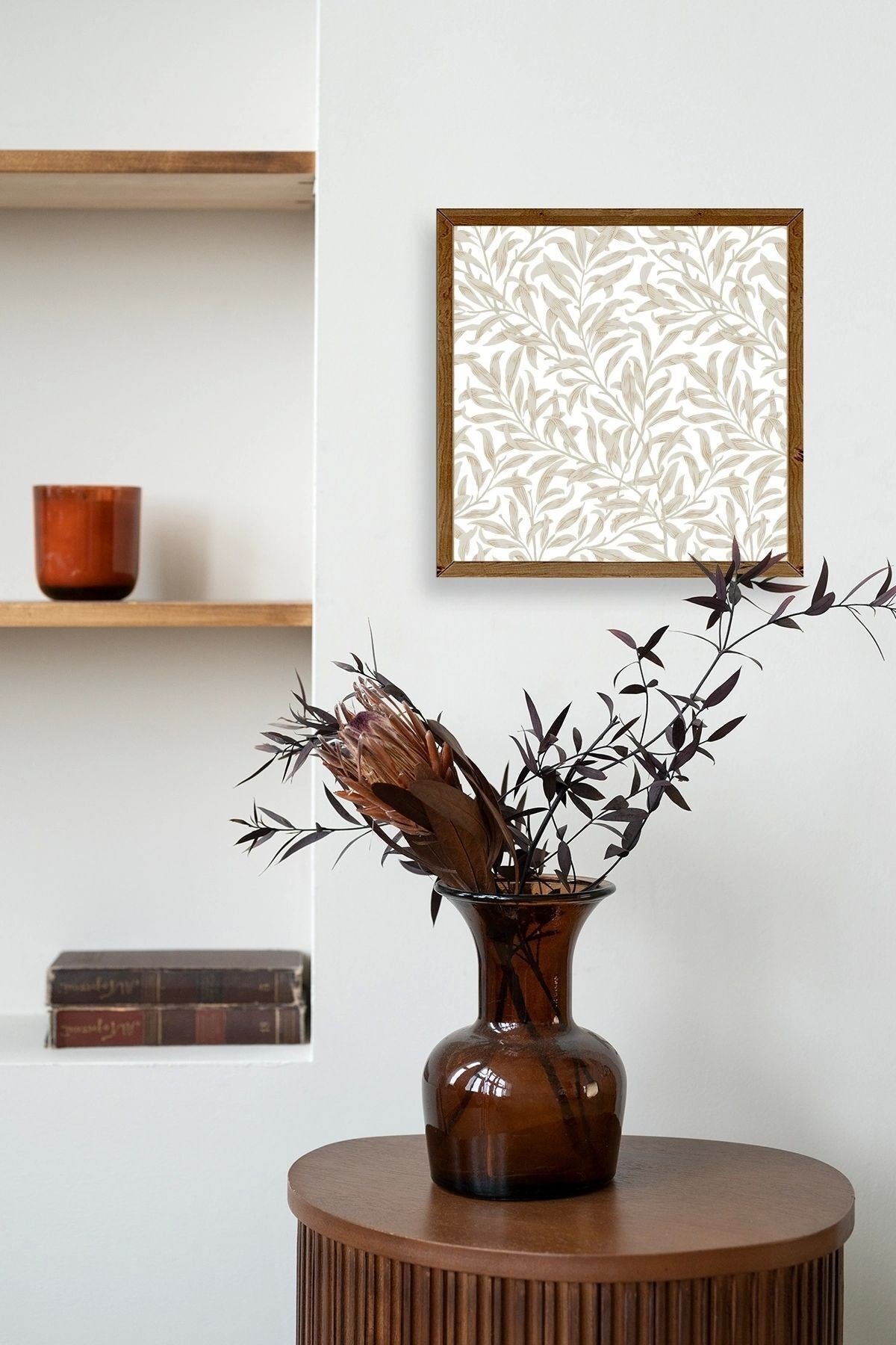 Yaprak Ahşap Çerçeveli Tablo 23 x 23