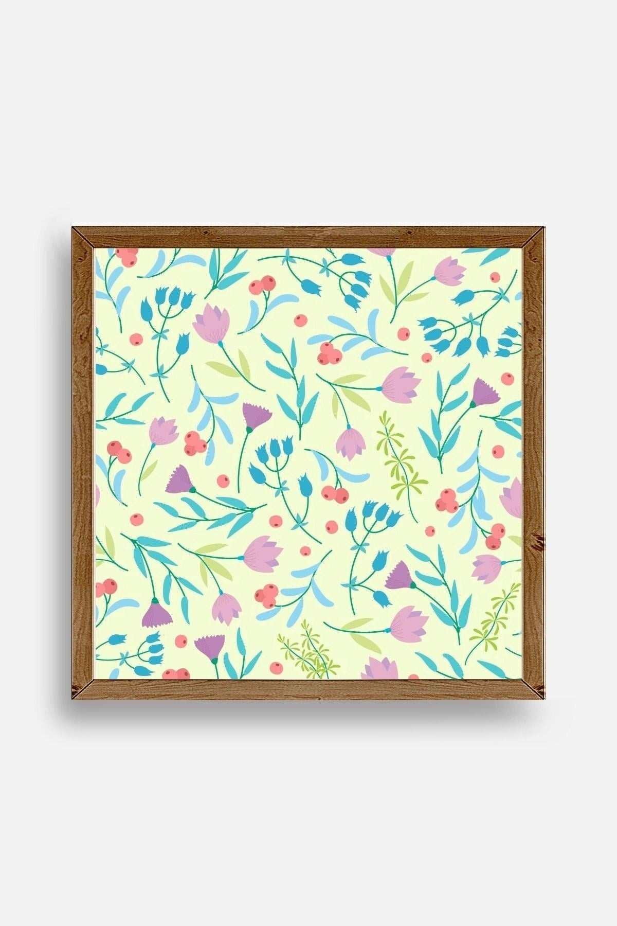 Çiçek Ahşap Çerçeveli Tablo 50 x 50