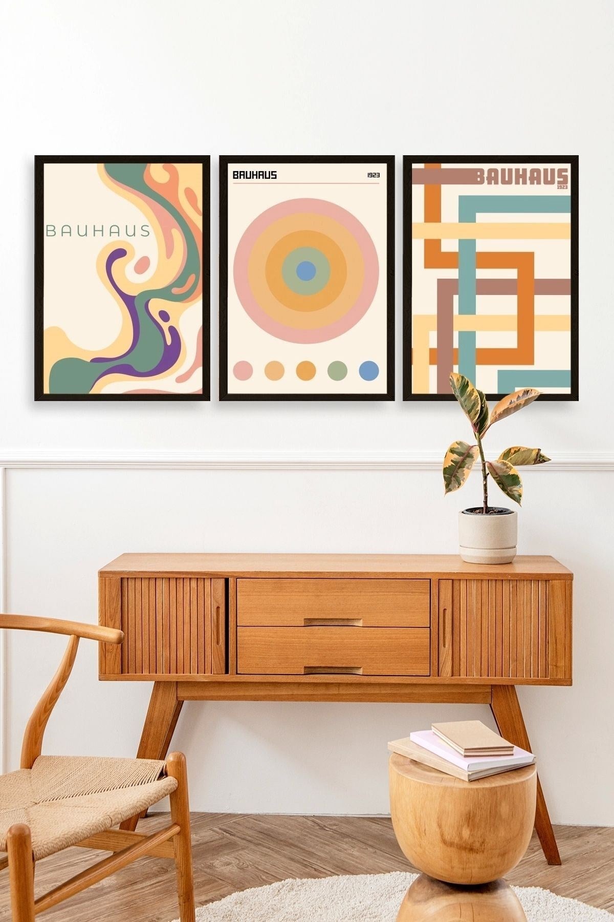 Bauhaus Üçlü Ahşap Çerçeveli Tablo 40 x 60