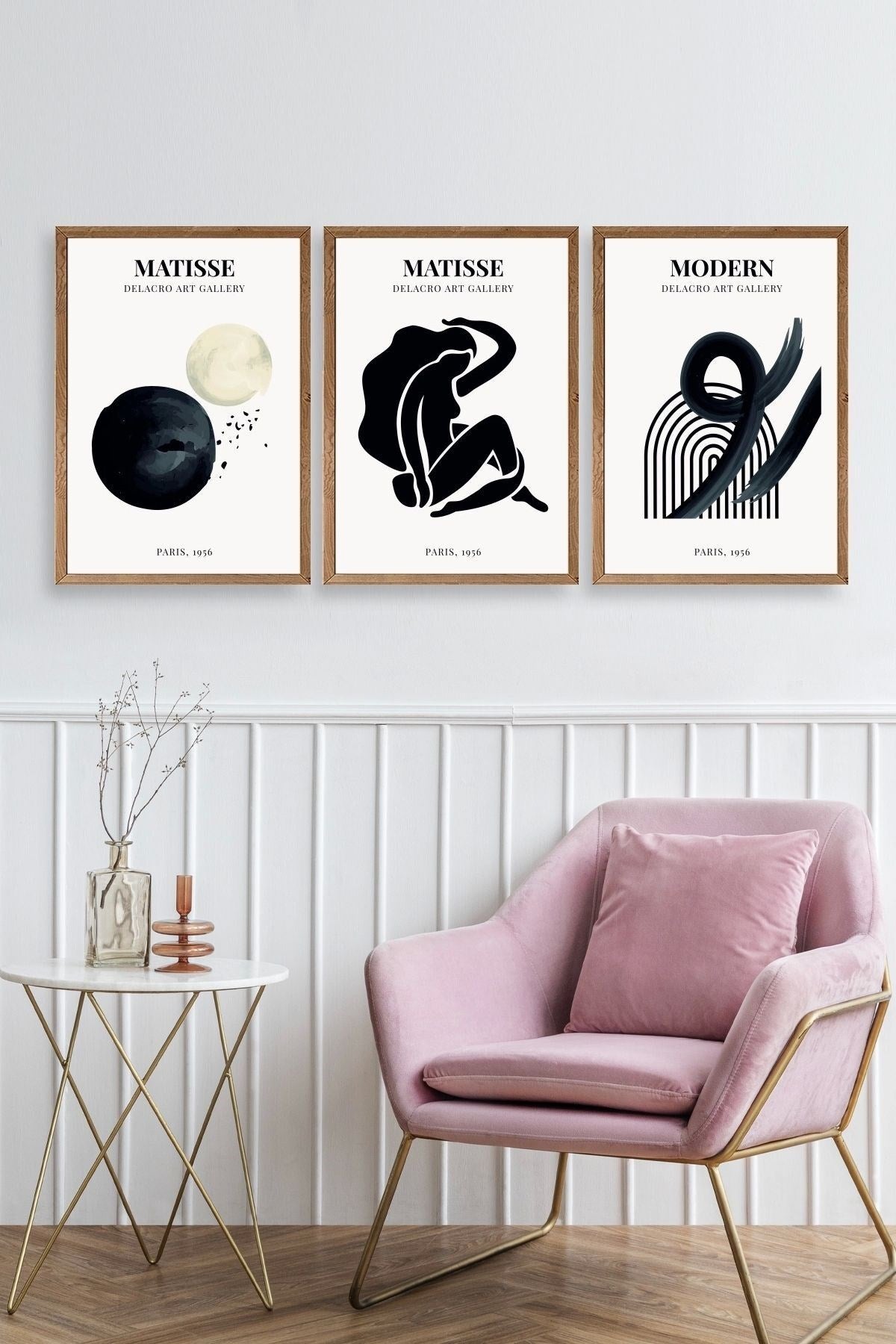 Matisse Üçlü Ahşap Çerçeveli Tablo 23 x 30