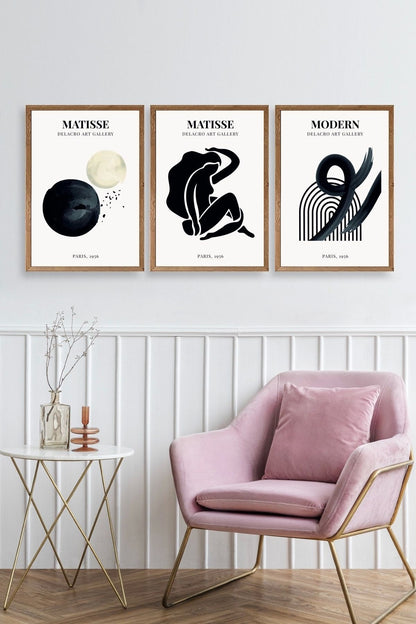 Matisse Üçlü Ahşap Çerçeveli Tablo 23 x 30