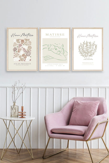 Matisse Üçlü Ahşap Çerçeveli Tablo 50 x 70