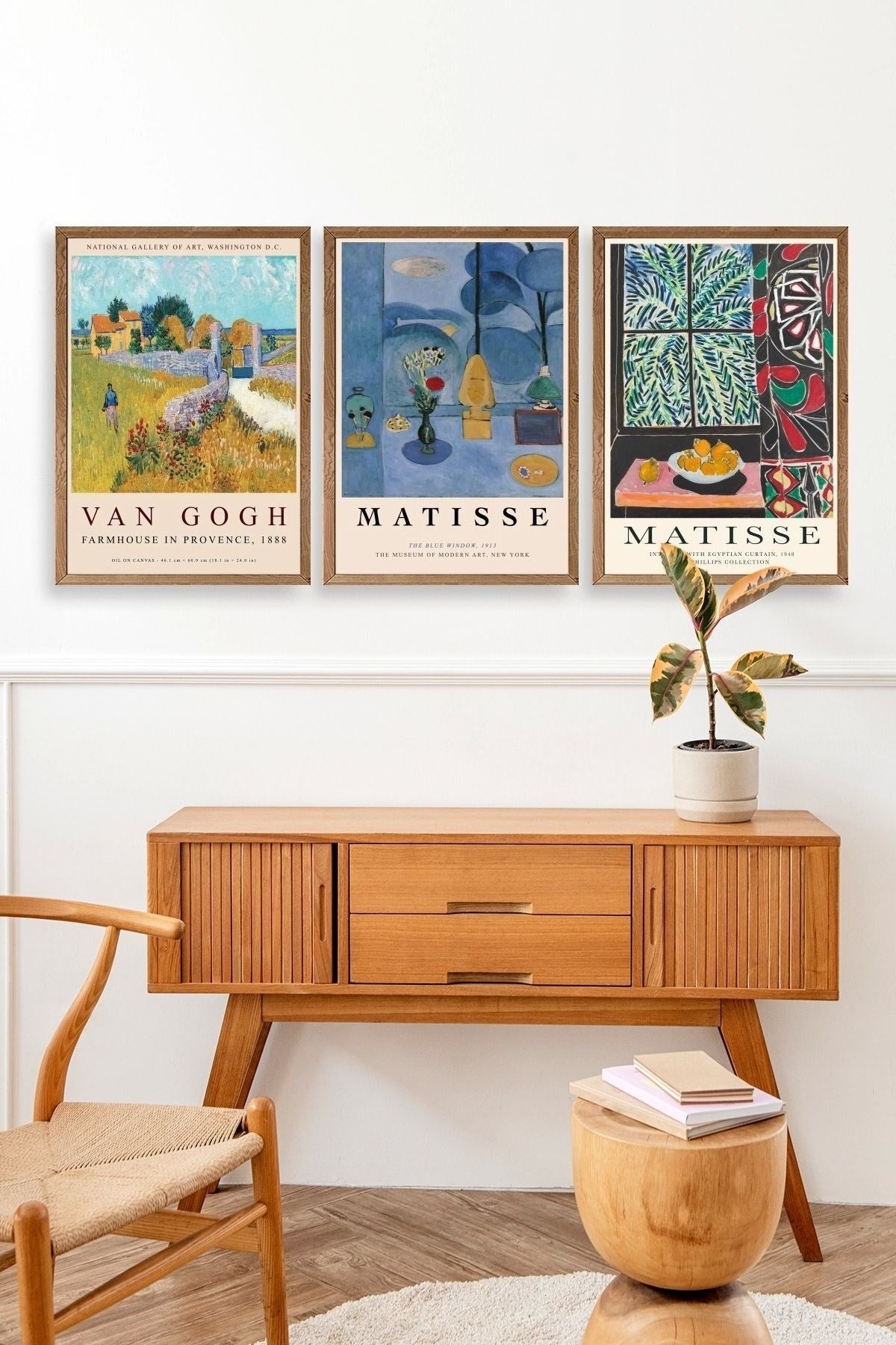 Ünlü Tablolar Üçlü Ahşap Çerçeveli Tablo 40 x 60