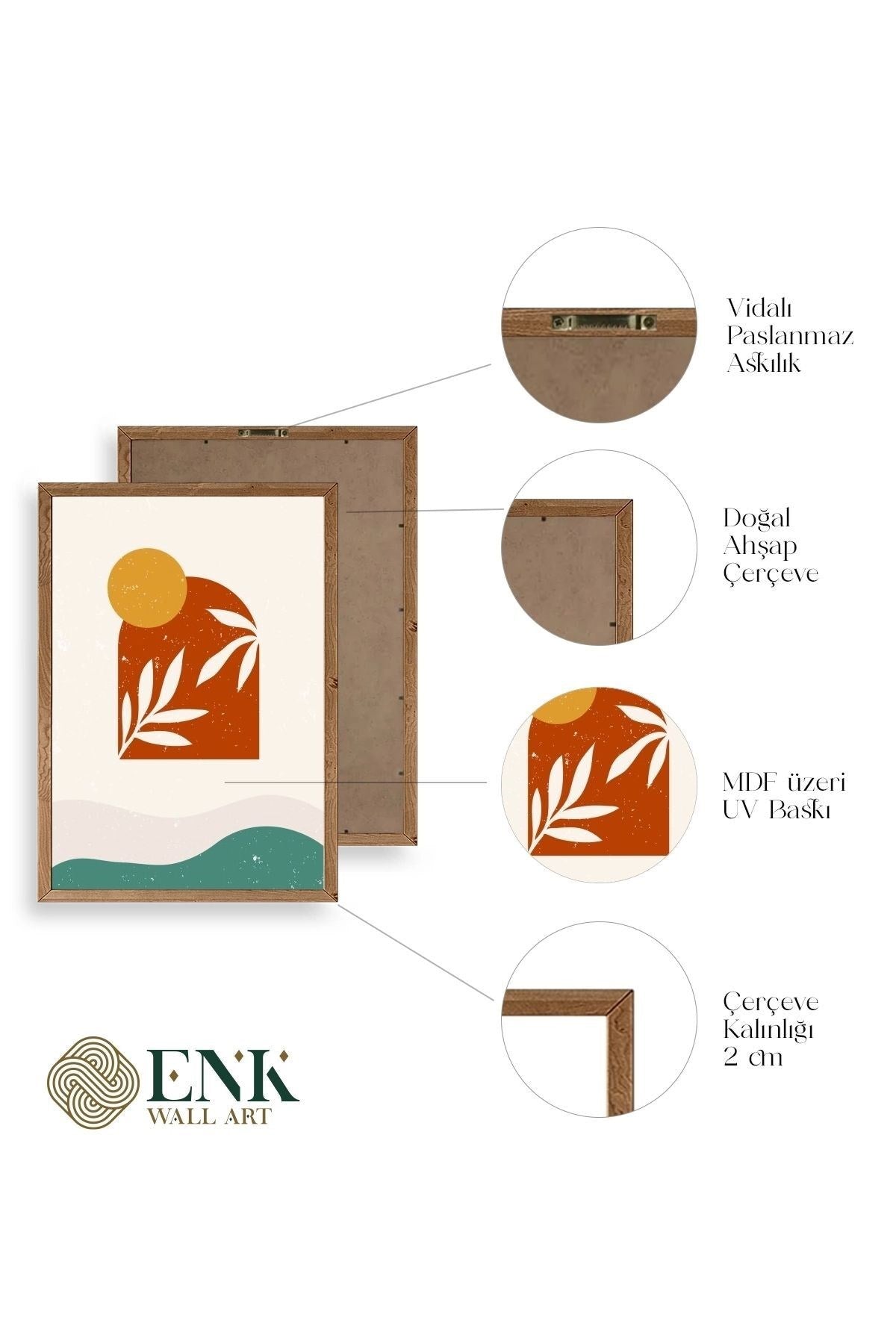 Manzara Üçlü Ahşap Çerçeveli Tablo 50 x 70