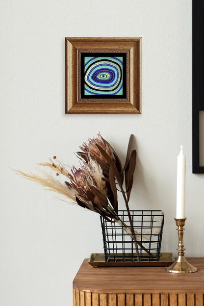 Nazar Boncuğu Çerçeveli Taş Tablo 20 cm