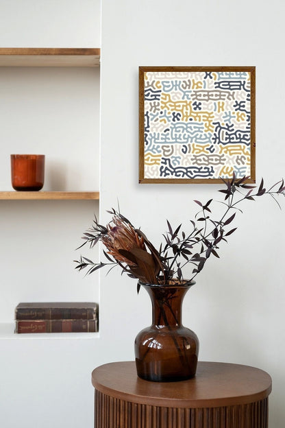 Soyut Ahşap Çerçeveli Tablo 50 x 50