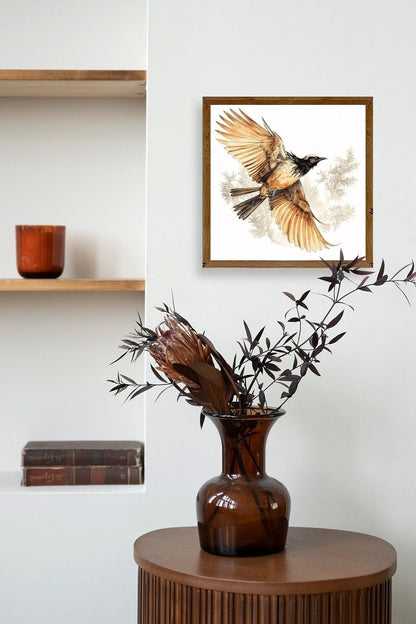 Kuş Ahşap Çerçeveli Tablo 50 x 50