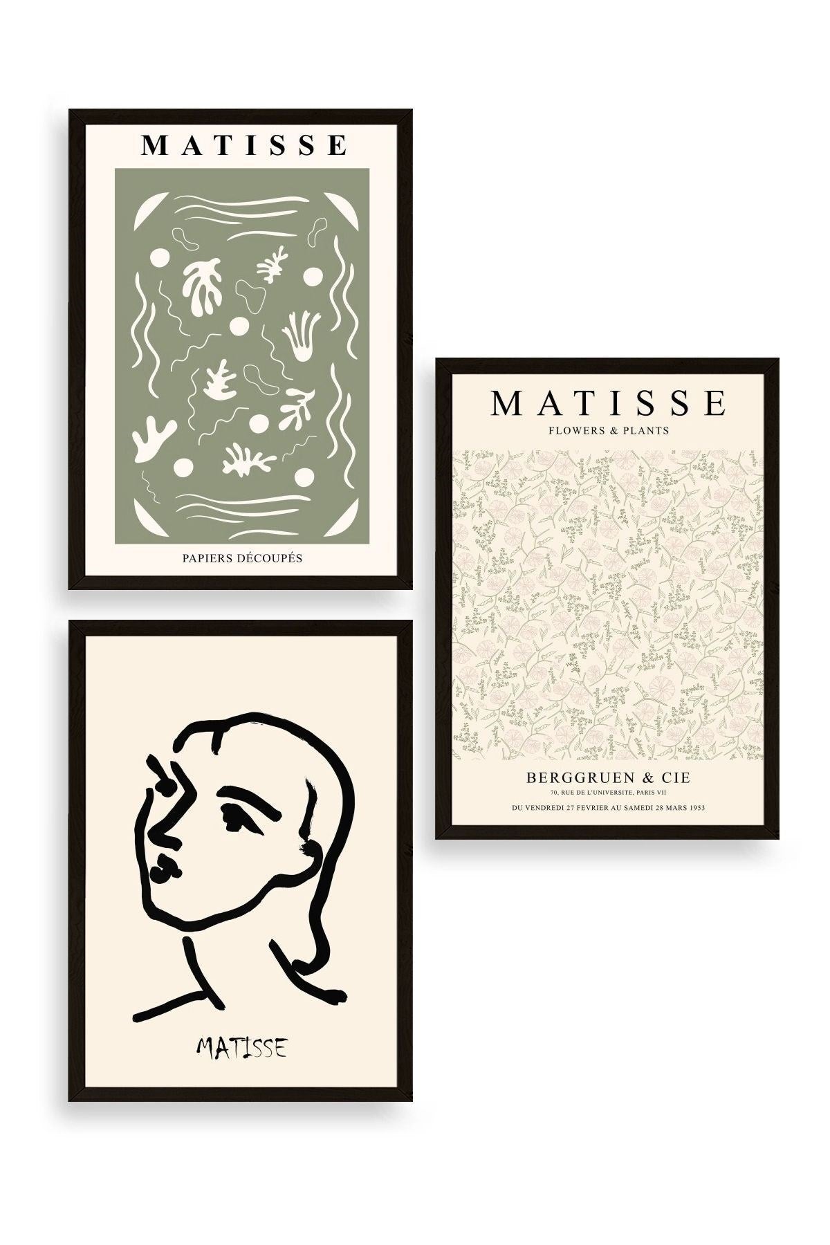 Matisse Üçlü Ahşap Çerçeveli Tablo 30 x 40