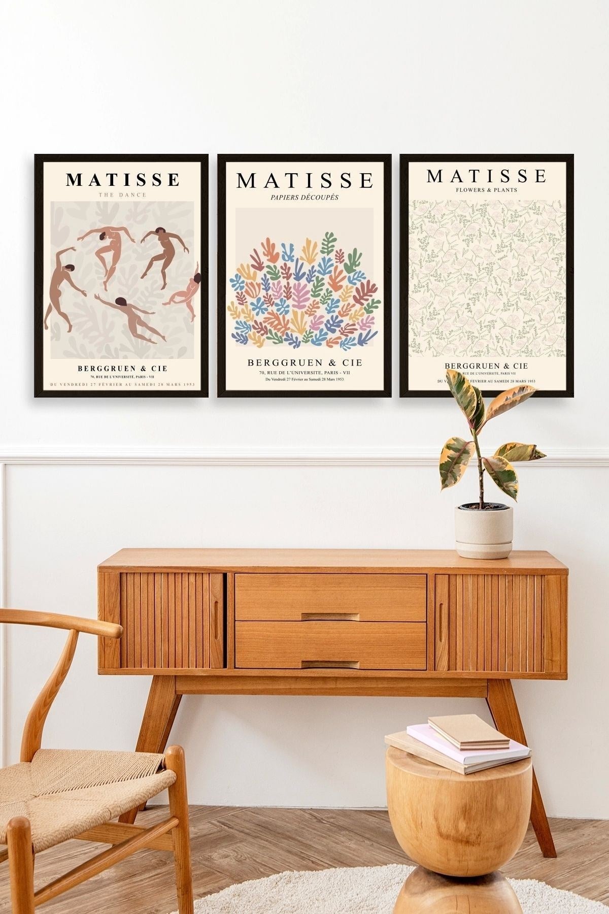 Matisse Üçlü Ahşap Çerçeveli Tablo 23 x 30